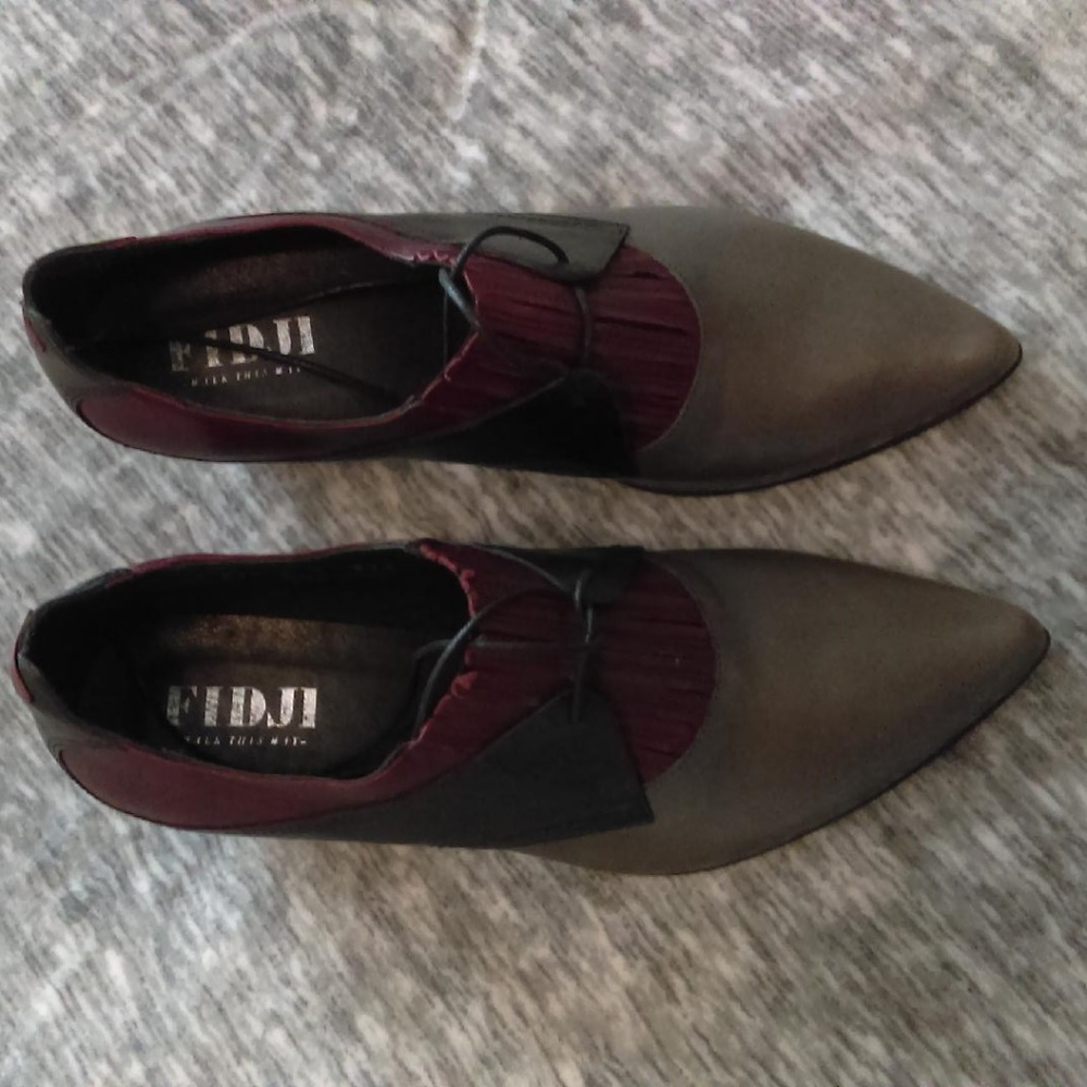 Fidji black/gray/burgundy lace-up mid heel shoe 40